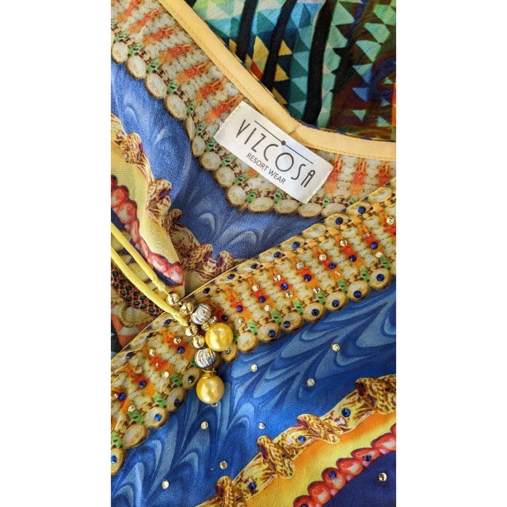 Vizcosa Embellished Silk Kaftan - Picture 5 of 8